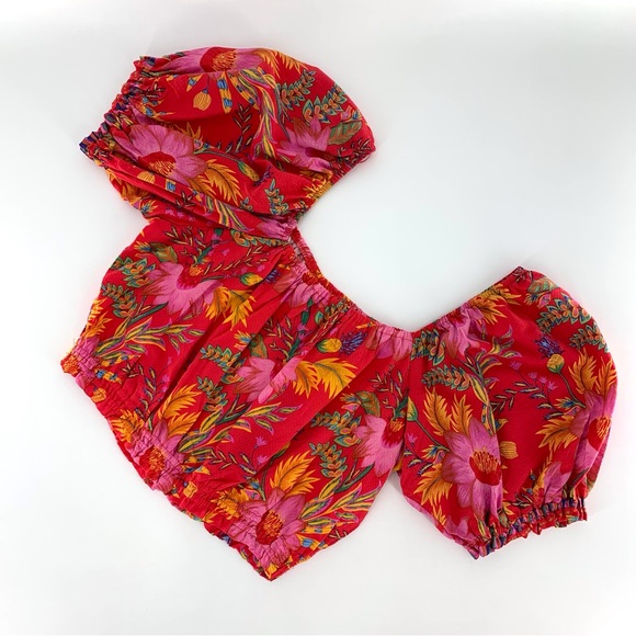 RACHEL Rachel Roy NWT Red Tropical Floral Patterned Off-the Shoulder Top, Medium - Picture 11 of 15
